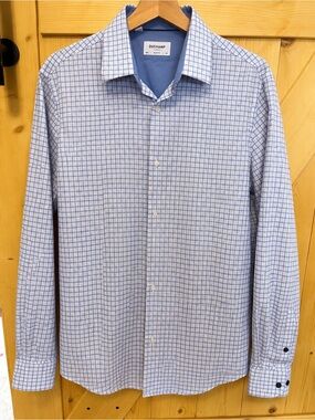 Duchamp Light Blue and White Checked Dress Shirt